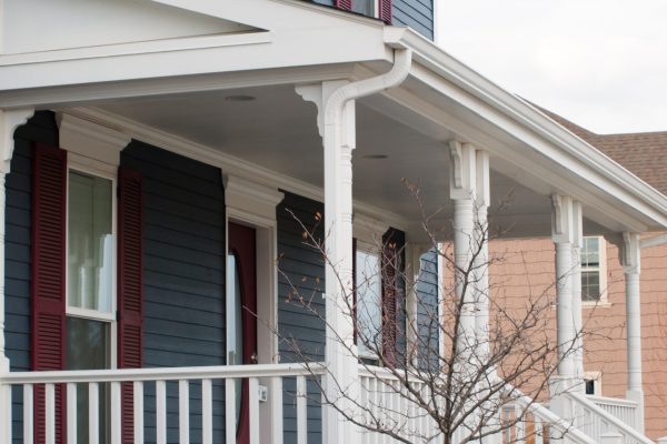 House in the snowless winter.
